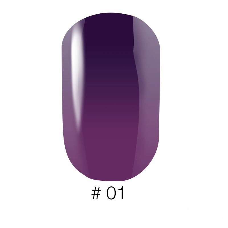 Термо гель-лак Naomi Gel Polish Thermo Collection №01 6мол баклажан з переходом у темно-фіолетовий, емаль