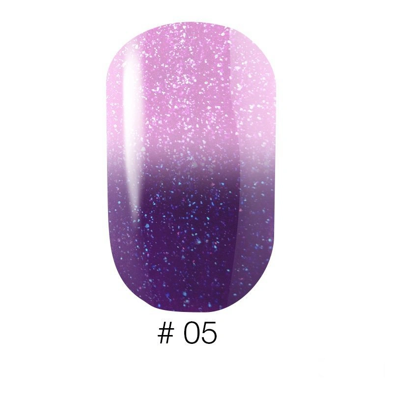Термо гель-лак Naomi Gel Polish Thermo Collection №05 6мол бузковий з переходом у рожевий, із шиммерами