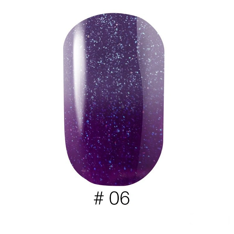Термо гель-лак Naomi Gel Polish Thermo Collection №06 6мол темно-фіолетовий з переходом у світло-фіолетовий, із шиммерами