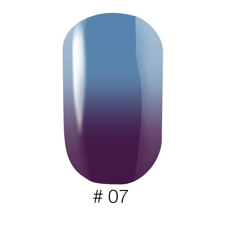 Термо гель-лак Naomi Gel Polish Thermo Collection №07 6мол темно-фіолетовий з переходом у молочно-блакитний, емаль