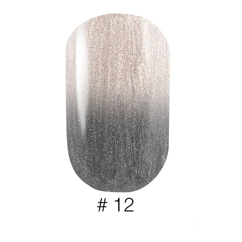 Термо гель-лак Naomi Gel Polish Thermo Collection №12 6мол сірий з переходом у відтінок латте, перламутровий