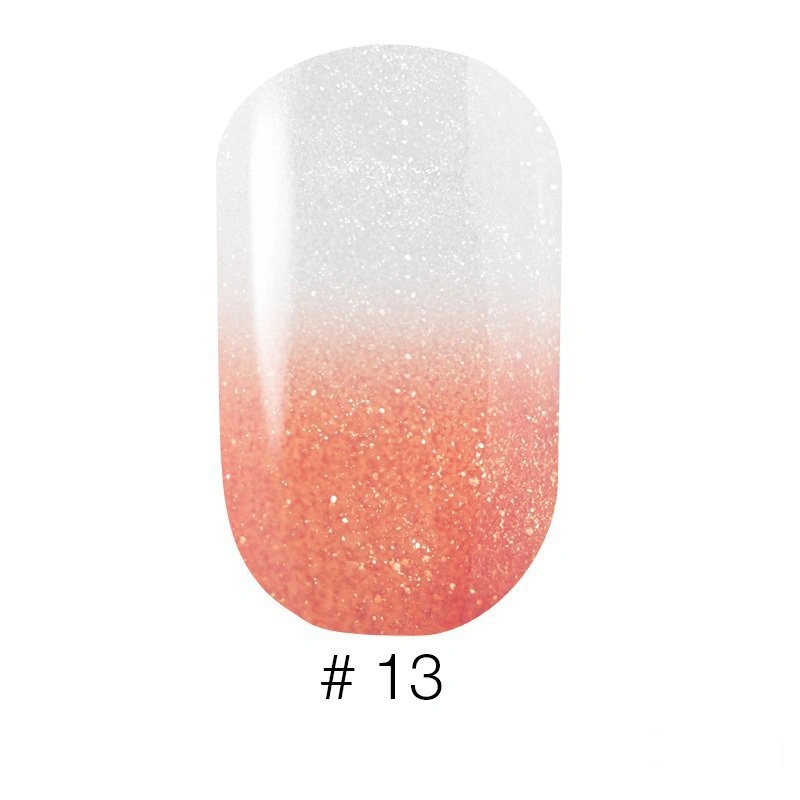 Термо гель-лак Naomi Gel Polish Thermo Collection №13 6мол рожево-персиковий з переходом у білий, перламутровий