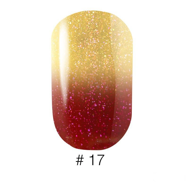 Термо гель-лак Naomi Gel Polish Thermo Collection №17 6мол ягідний з переходом у жовтий, із шиммером