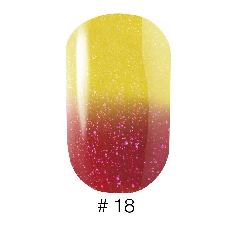 Термо гель-лак Naomi Gel Polish Thermo Collection №18 6мол ягідно-малиновий з переходом у жовтий із шиммером