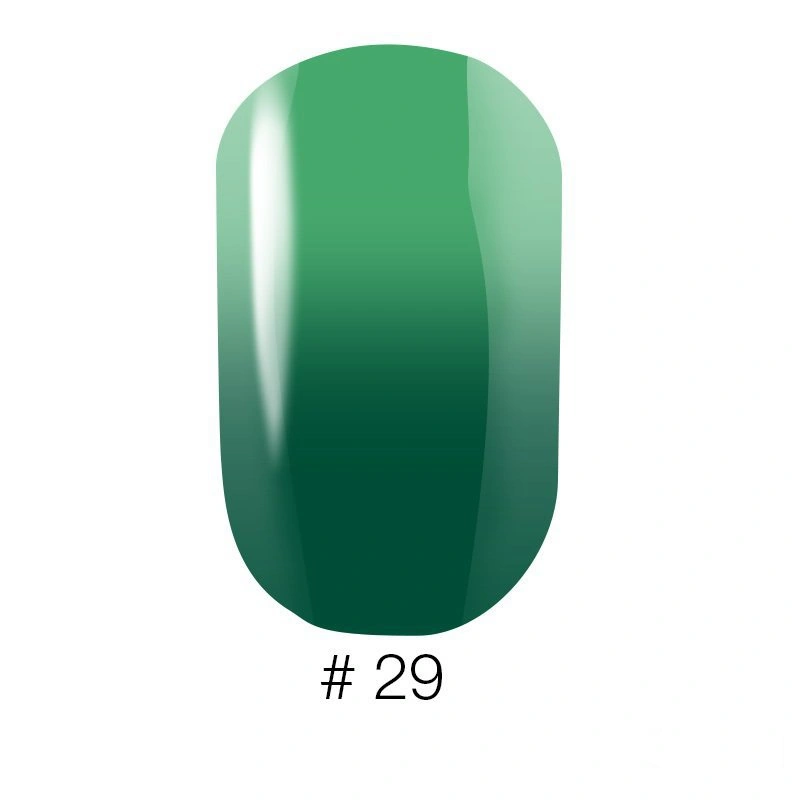 Термо гель-лак Naomi Gel Polish Thermo Collection №29 6мол темно-зелений з переходом у світло-зелений, емаль