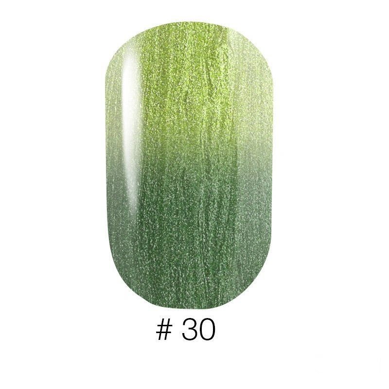 Термо гель-лак Naomi Gel Polish Thermo Collection №30 6мол зелений з переходом у лаймовий з перламутром