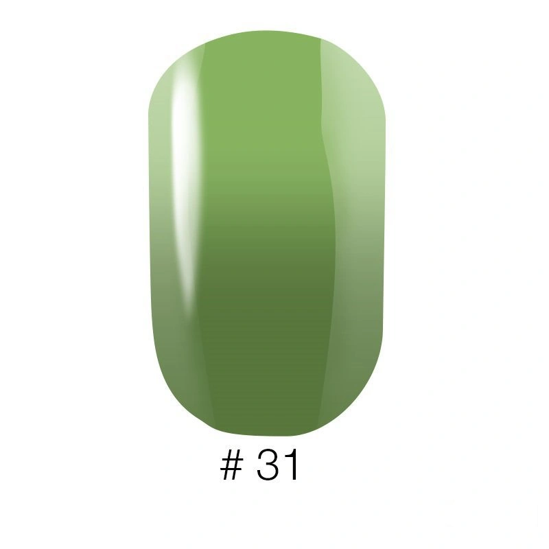Термо гель-лак Naomi Gel Polish Thermo Collection №31 6мол світло-зелений з переходом у молочно-зелений, емаль