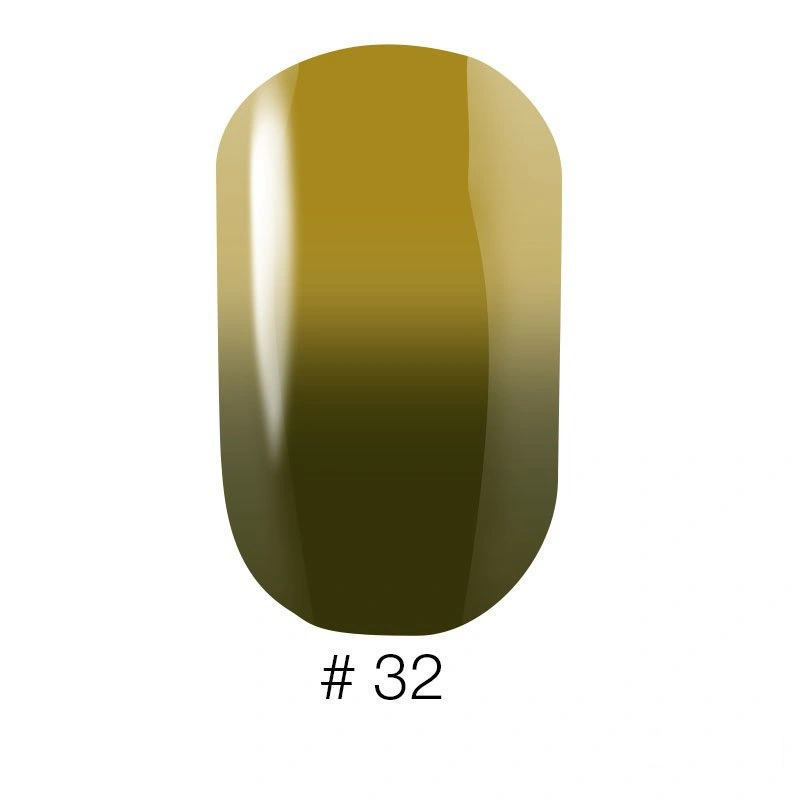 Термо гель-лак Naomi Gel Polish Thermo Collection №32 6мол хакі з переходом у гірчичний, емаль