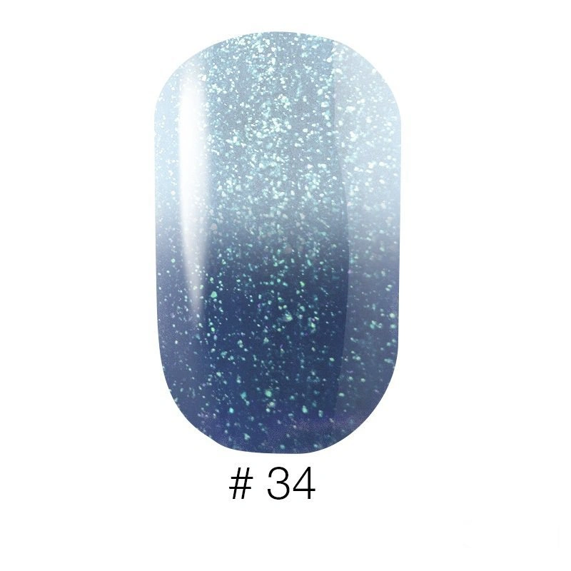 Термо гель-лак Naomi Gel Polish Thermo Collection №34 6мол блакитний з переходом у світло-блакитний із шиммером