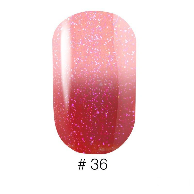Термо гель-лак Naomi Gel Polish Thermo Collection №36 6мол кораловий з переходом у рожевий із шиммером