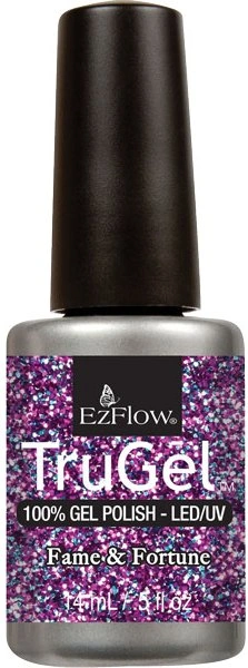 Гель-лак EzFlow TruGel Fame&Fortune 14мол яскраві фіолетові та бірюзові блискітки
