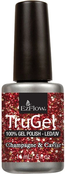 Гель-лак EzFlow Tru Gel Champagne&Caviar 14мол червоні та великі золоті блискітки