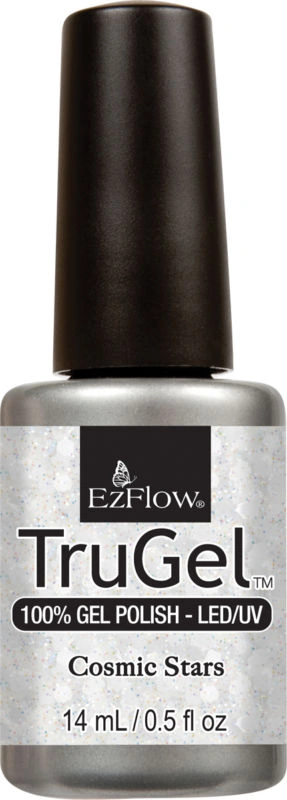 Гель-лак EzFlow TruGel Cosmic Stars дрібні голографічні та великі шестикутні білі блискітки 14 мл