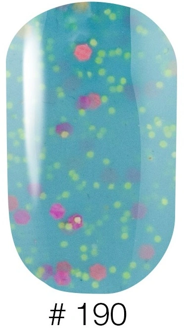 Гель-лак Naomi Gel Polish Candy Bar №190 6мол м`ятно-бірюзова карамель з конфетті