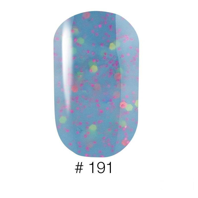 Гель-лак Naomi Gel Polish Candy Bar №191 6мол світло-синя карамель з конфетті