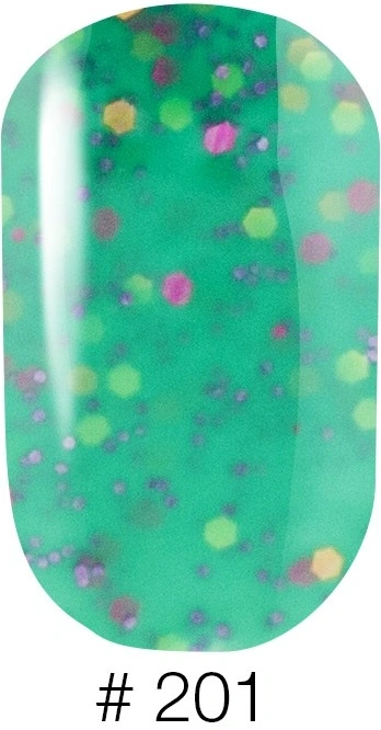 Гель-лак Naomi Gel Polish Candy Bar №201 6мол зелена карамель із конфетті