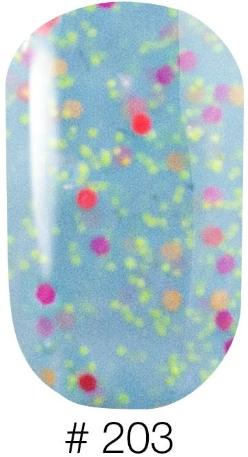 Гель-лак Naomi Gel Polish Candy Bar №203 6мол блакитна карамель із конфетті