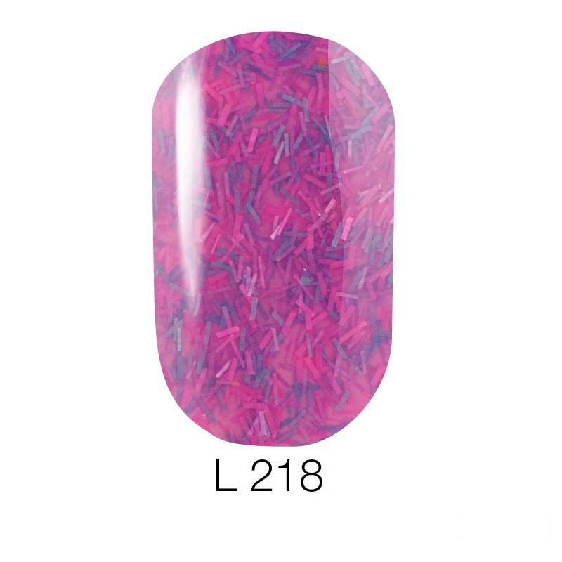 Гель-лак Naomi Lets Go Party Gel Polish №218 6мол рожева фуксія з великою кількістю кольорової стружки
