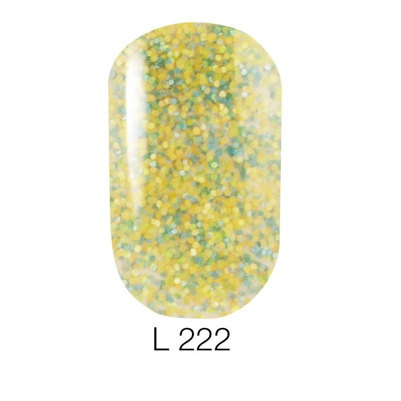Гель-лак Naomi Lets Go Party Gel Polish №222 6мол жовто-салатова луска на прозорій основі