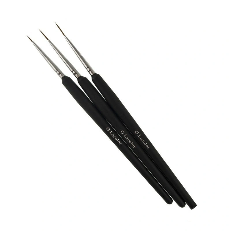 Набір пензлів для дизайну із чорною ручкою G.La color Set of Brushes for Design with Black Pen 3 шт