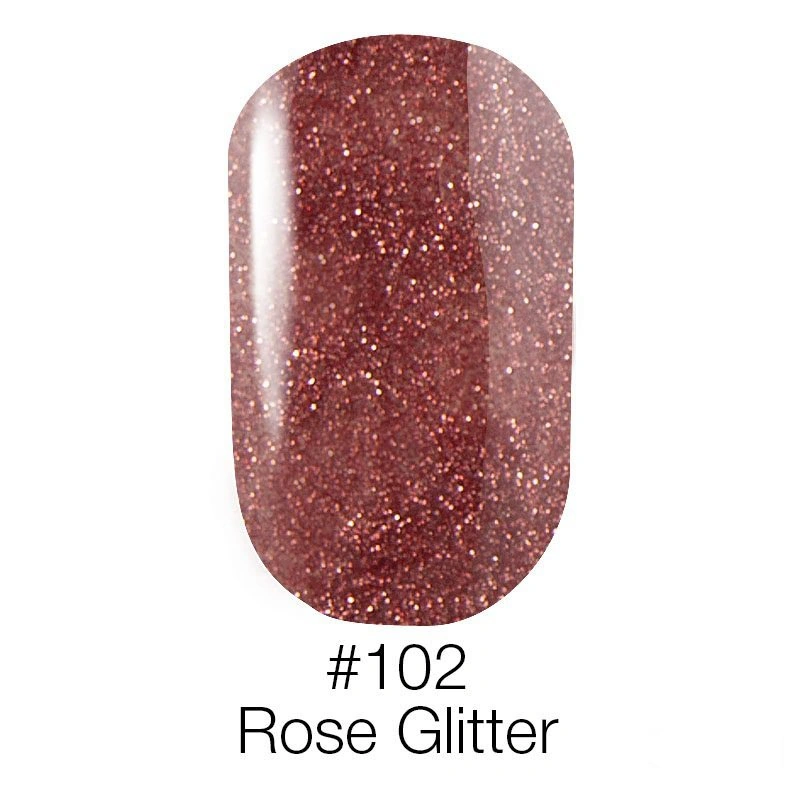 Гель-лак Naomi Gel Polish №102 Rose Copper Glittar ніжний рожево-кремовий з блискітками 12 мл
