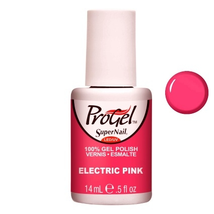 Гель-лак Електричний рожевий Super Nail ProGel Electric Pink яскравий неоново-рожевий, емаль 14 мл