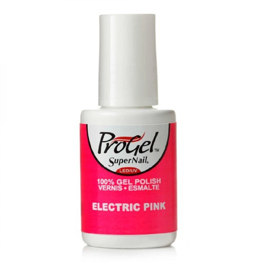 Гель-лак Електричний рожевий Super Nail ProGel Electric Pink яскравий неоново-рожевий, емаль 14 мл