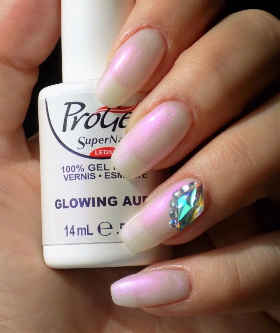 Гель-лак Сяюча аура Super Nail ProGel Glowing Aura напівпрозорий з неоновим відливом, мікроблиск 14 мл