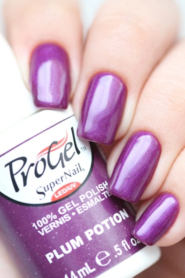 Гель-лак Сливова настойка Super Nail ProGel Plum Potion фіолетовий з мікроблиском 14 мл