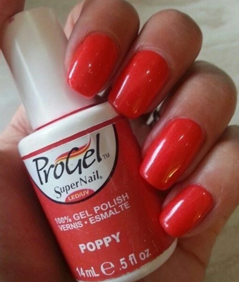 Гель-лак Маково-червоний Super Nail ProGel Poppy кораловий з мікроблиском 14 мл