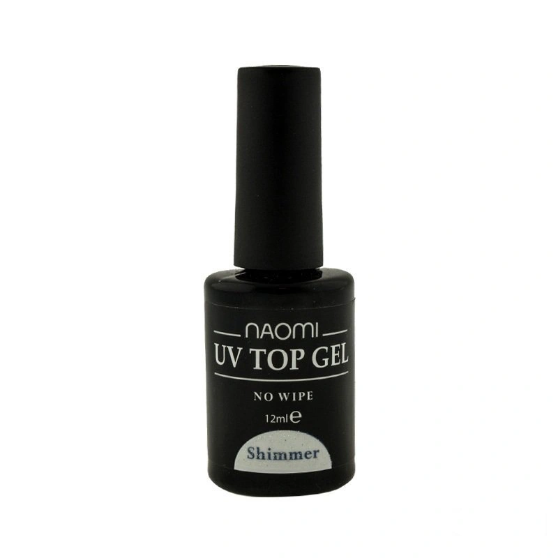 Закріплювач для гелю Naomi UV Top Gel No Wipe Shimmer напівпрозорий молочно-білий з мікроблиском 12 мл