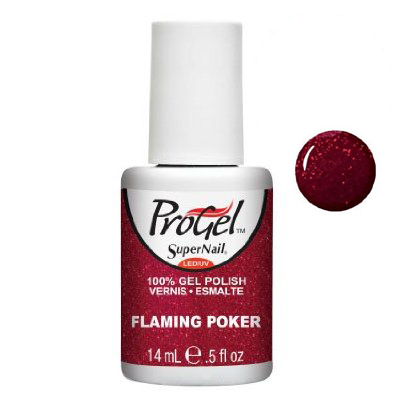 Гель-лак Вогняний покер Super Nail ProGel Flaming Poker червоний з блискітками 14 мл