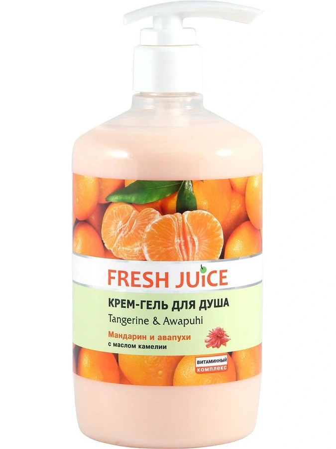 Крем-гель для душу мандарин та авапухи Fresh Juice Cream Shower Gel Tangerine & Awapuhi 750 мл