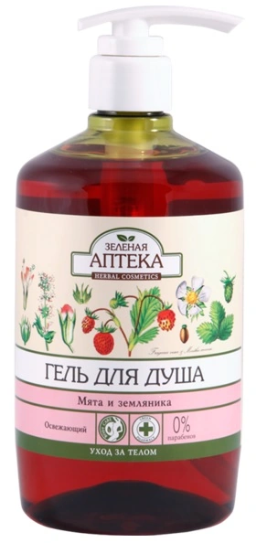 Гель для душу М`ята та суниця Зелена аптека Shower Gel Mint and Strawberry 750мл
