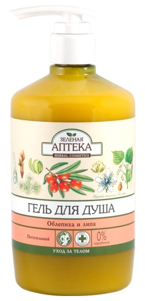 Гель для душу Обліпиха та липа Зелена аптека Shower Gel Sea Buckthorn and Linden 750мл