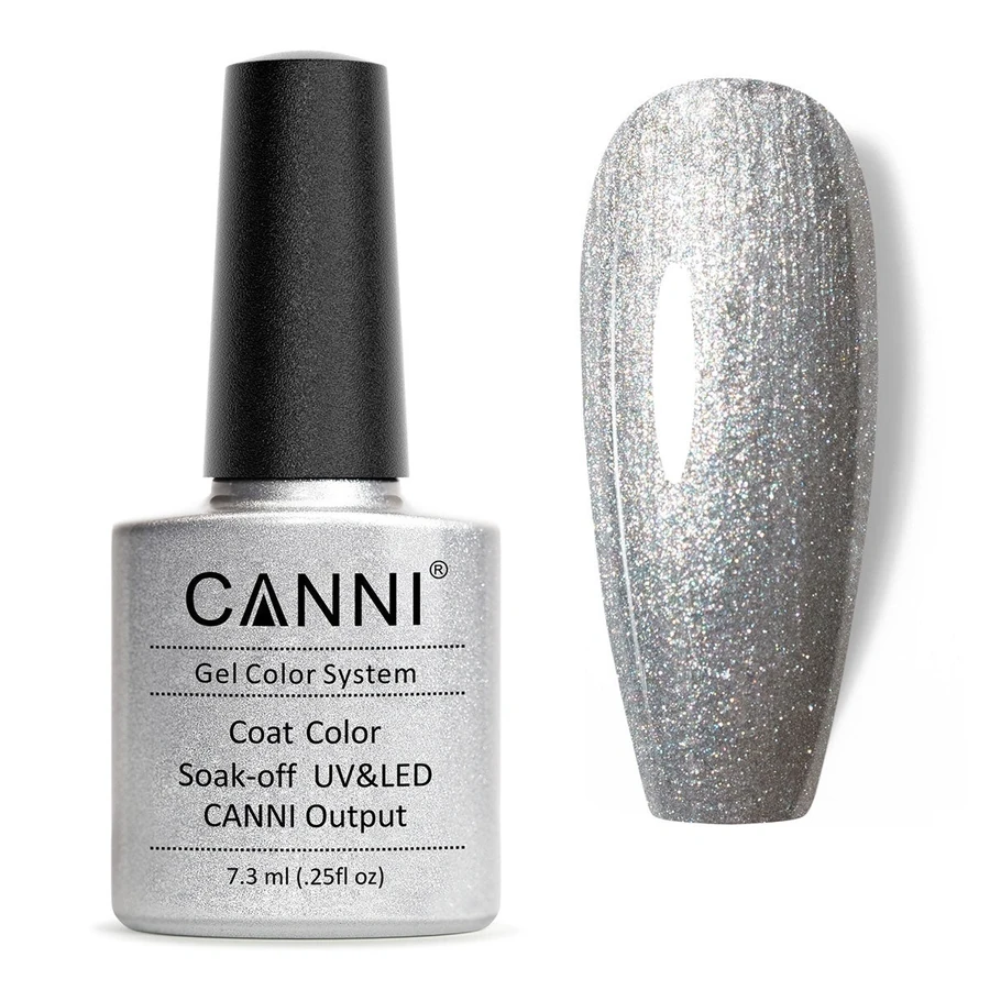Гель-лак Canni Gel Polish №8 Metalic Silver сріблястий металік, шиммер 7,3 мл