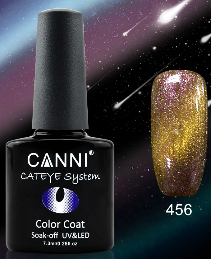 Магнітний гель-лак «котяче око» Canni Cats Eye - Chameleon Gel Polish №456 золотистий-темно-рожевий хамелеон з шиммером 7,3 мл