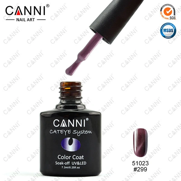 Магнітний гель-лак «Котяче око» Canni Cats Eye Gel Polish №299 коричнево-бордовий з шиммером 7,3 мл