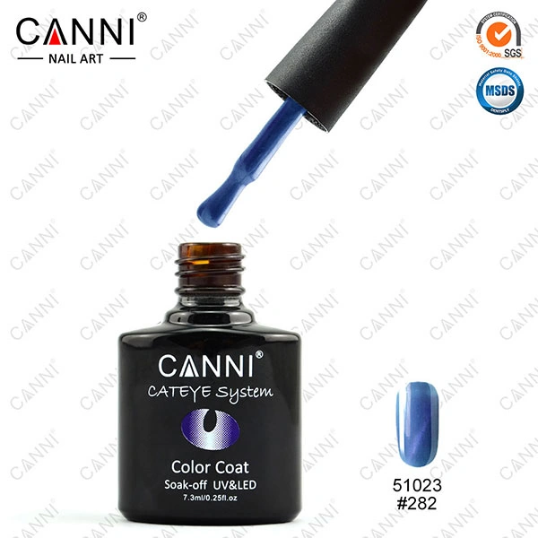 Магнітний гель-лак &laquo;котяче око&raquo; Canni Cats Eye Gel Polish №282 темно-блакитний з шиммером 7,3 мл