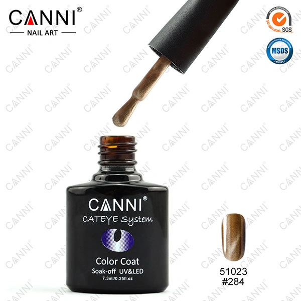 Магнітний гель-лак &laquo;котяче око&raquo; Canni Cats Eye Gel Polish №284 золотисте з шиммером 7,3 мл