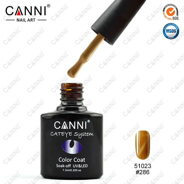 Магнітний гель-лак &laquo;Котяче око&raquo; Canni Cats Eye Gel Polish №286 темне золото з шиммером 7,3 мл