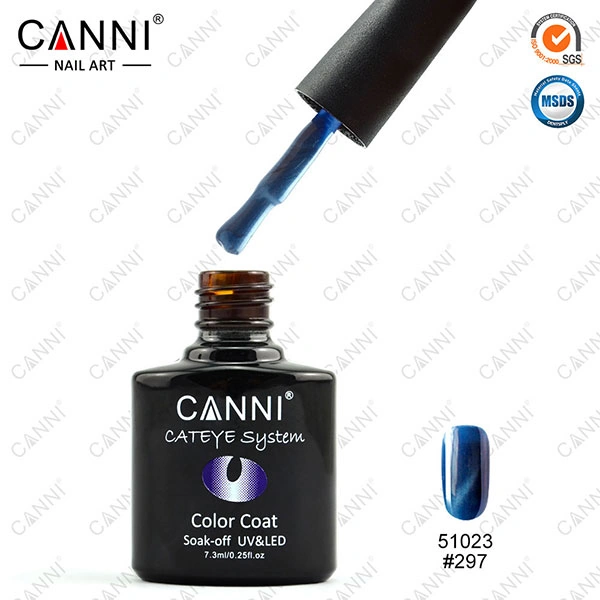 Магнітний гель-лак «котяче око» Canni Cats Eye Gel Polish №297 синій із шиммером 7,3 мл