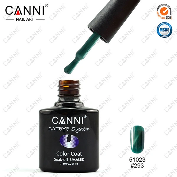 Магнітний гель-лак «Котяче око» Canni Cats Eye Gel Polish №293 зелений з шиммером 7,3 мл