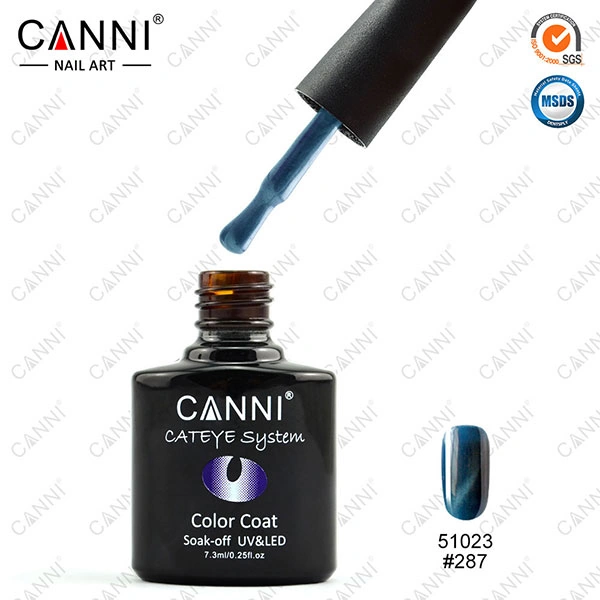 Магнітний гель-лак «котяче око» Canni Cats Eye Gel Polish №287 сіро-синій із шиммером 7,3 мл