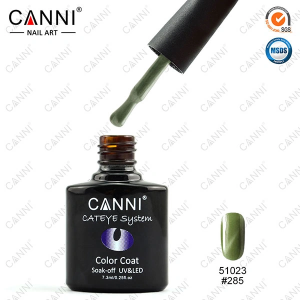 Магнітний гель-лак «Котяче око» Canni Cats Eye Gel Polish №285 оливковий з шиммером 7,3 мл