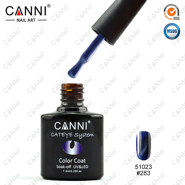 Магнітний гель-лак «котяче око» Canni Cats Eye Gel Polish №283 темно-синій із шиммером 7,3 мл