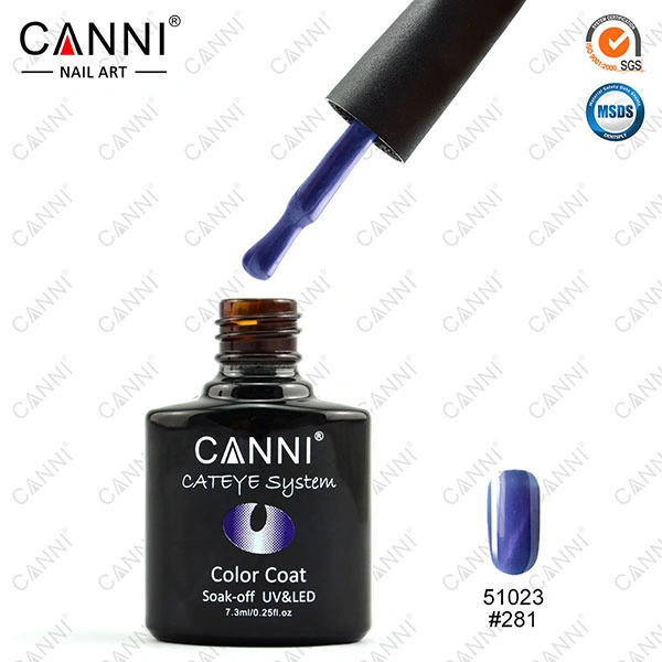 Магнітний гель-лак «Котяче око» Canni Cats Eye Gel Polish №281 королевський синій з шиммером 7,3 мл