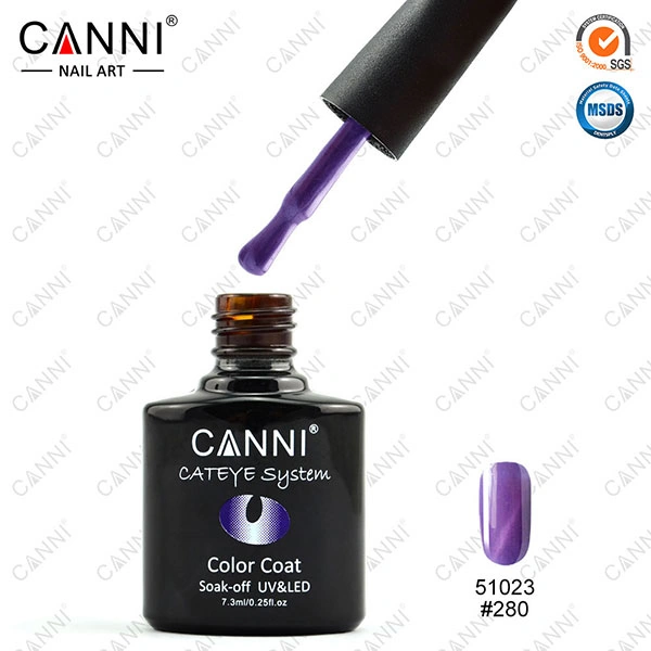 Магнітний гель-лак «Котяче око» Canni Cats Eye Gel Polish №280 яскраво-фіолетовий з шиммером 7,3 мл