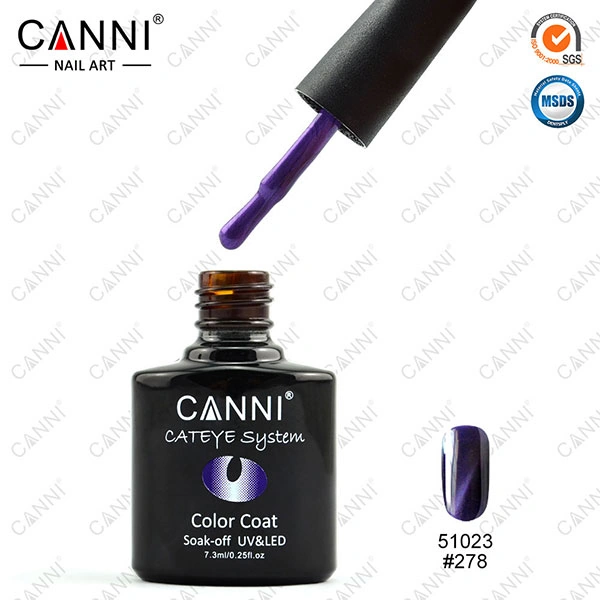 Магнітний гель-лак «Котяче око» Canni Cats Eye Gel Polish №278 темно-фіолетовий з шиммером 7,3 мл