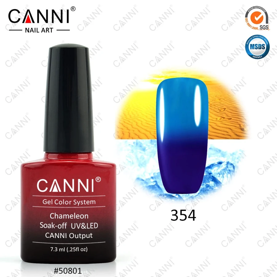 Термо гель-лак Canni Thermo Gel Polish №354 королівський синій – блакитний 7,3 мл